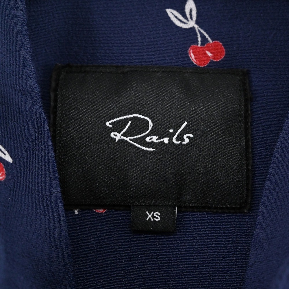 Rails Womens Kate Top Size XS Cherry‎ Print Preppy Button Navy Blue Long Sleeve - Picture 6 of 13